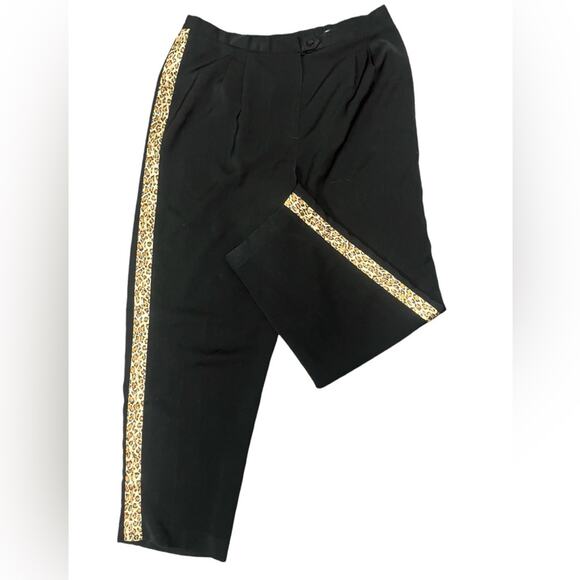 Pants - Vtg High Rise Leopard Striped Crystal Embellished Office Trousers 16 Maximalist